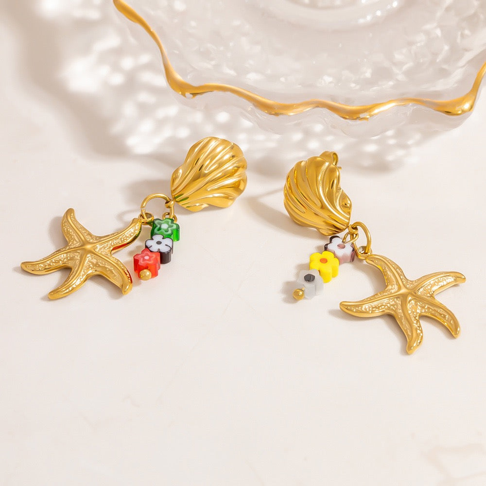 Starfish charm earrings