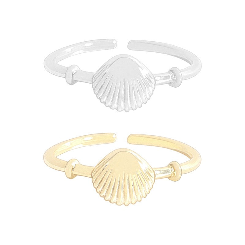 Dainty shell sterling silver ring