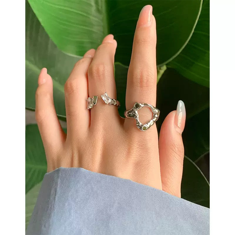 Olive hoop sterling silver ring