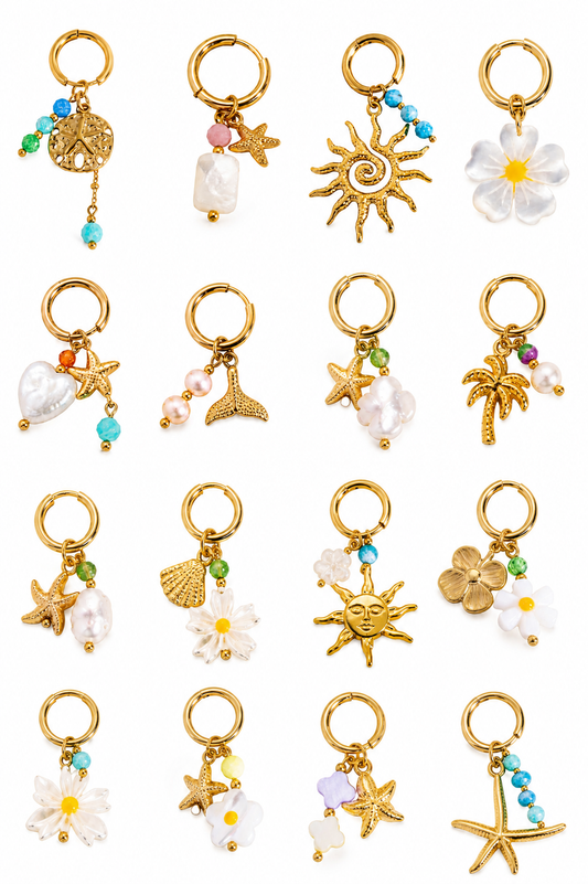 Dainty charm hoops earrings