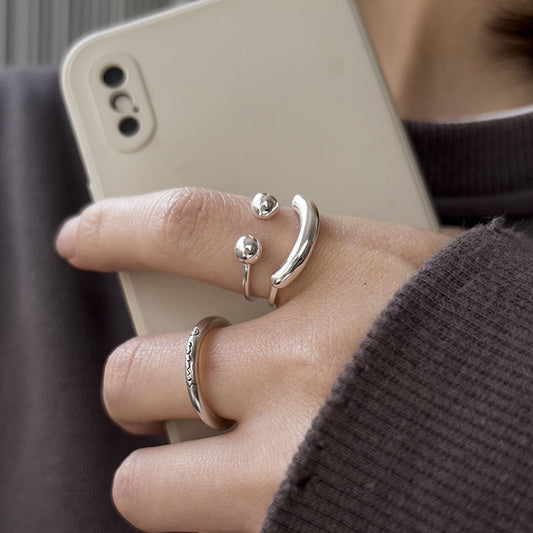 Smiley face sterling silver ring