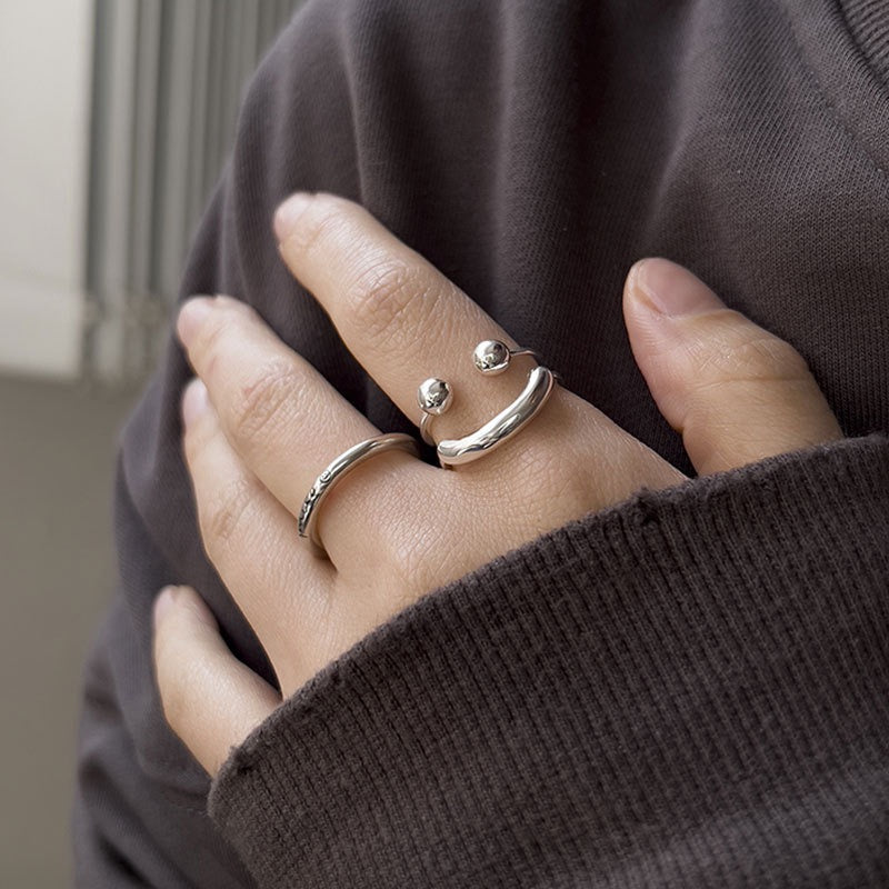 Smiley face sterling silver ring