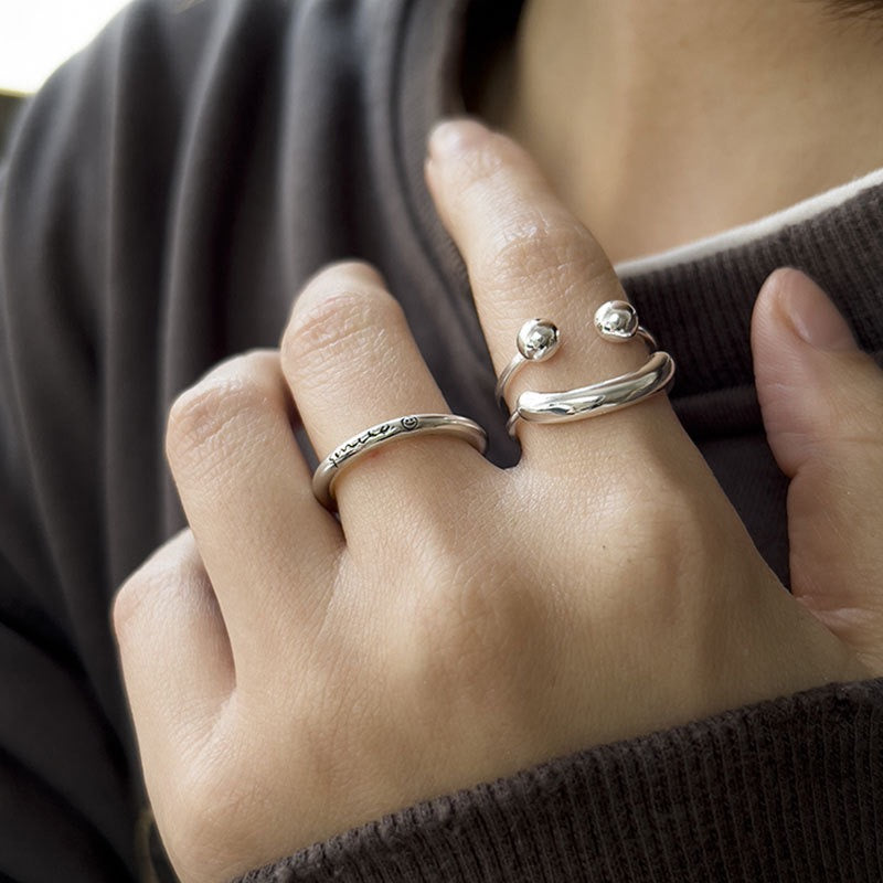 Smiley face sterling silver ring