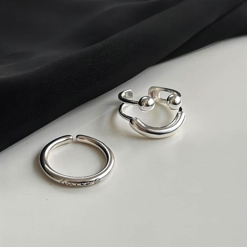 Smiley face sterling silver ring