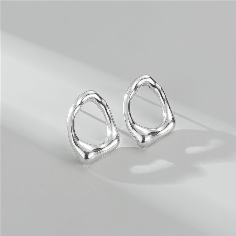 Sterling silver hallow hoops earrings