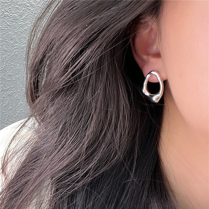 Sterling silver hallow hoops earrings