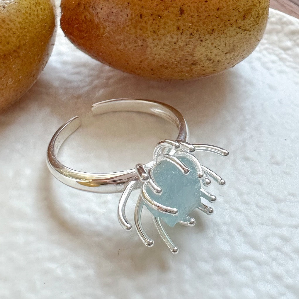 Blue splash sterling silver ring
