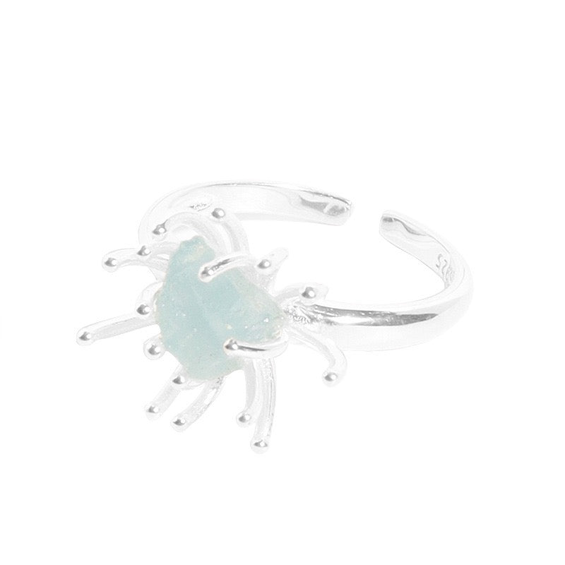Blue splash sterling silver ring