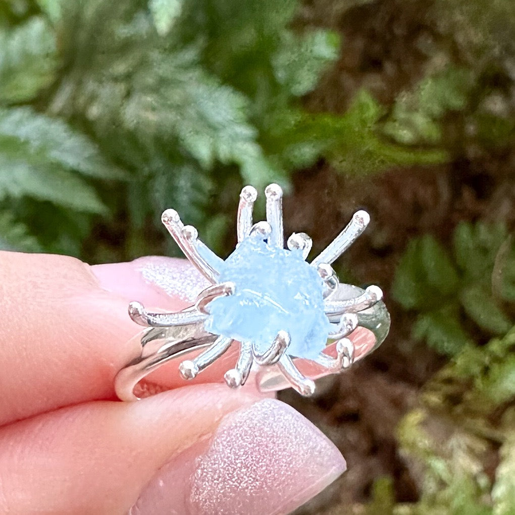 Blue splash sterling silver ring