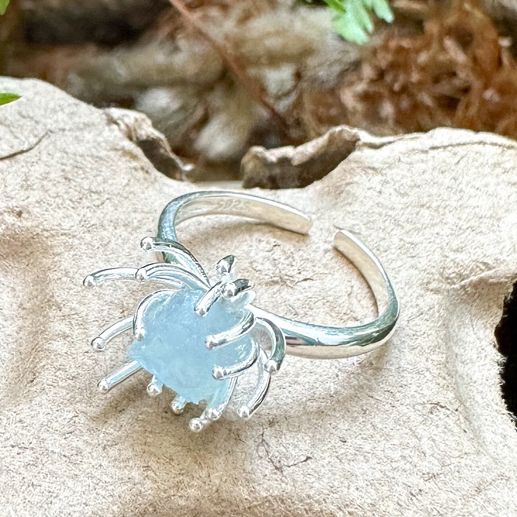 Blue splash sterling silver ring