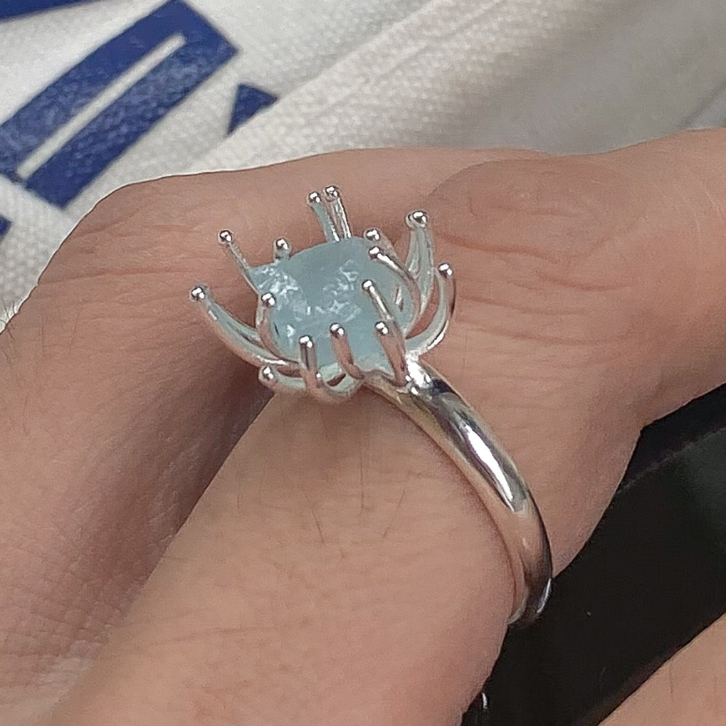 Blue splash sterling silver ring