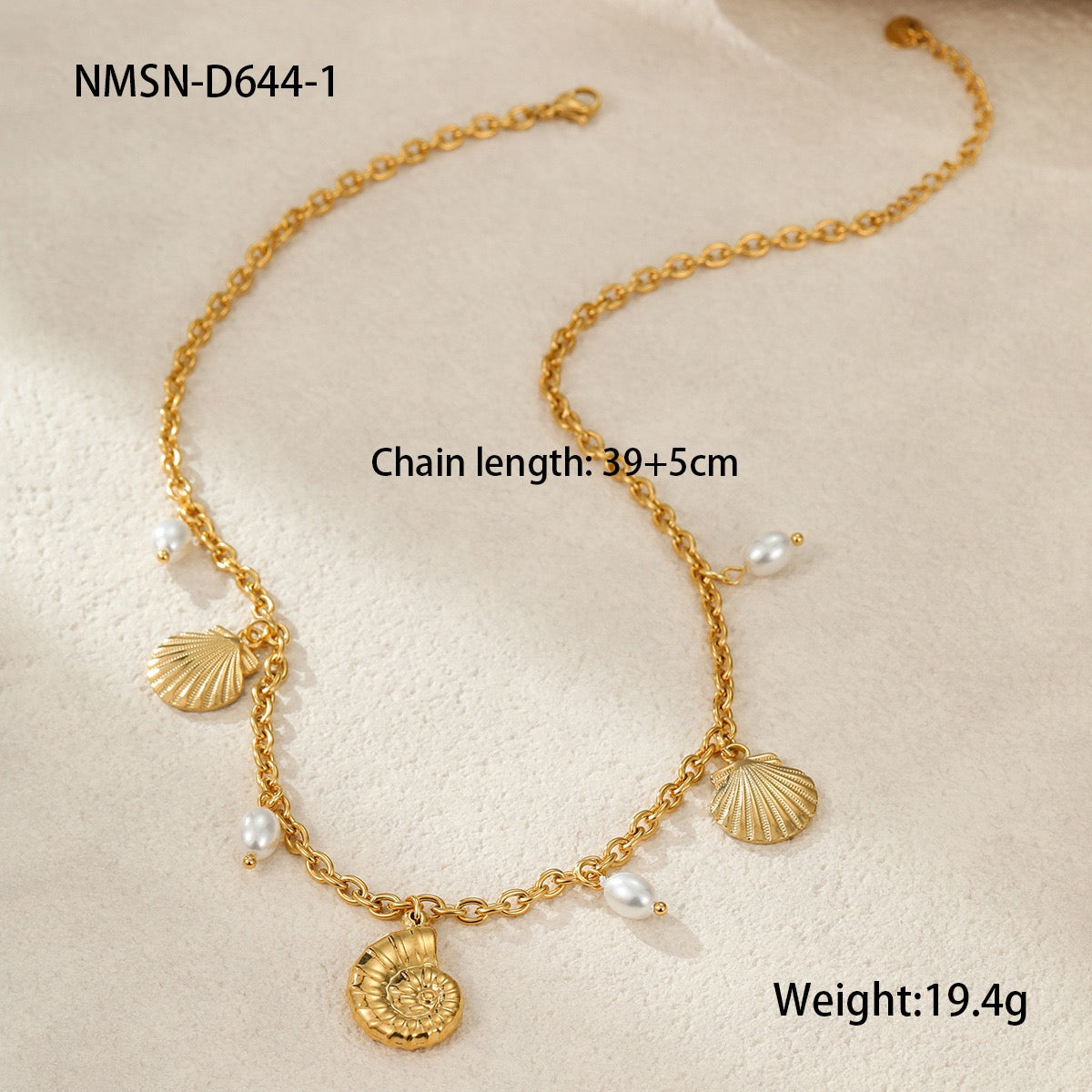 Dangling charm starfish shell pearly necklace