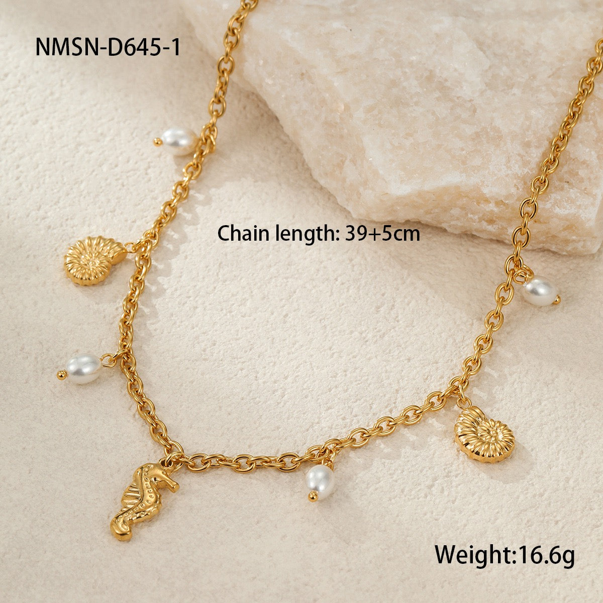 Dangling charm starfish shell pearly necklace