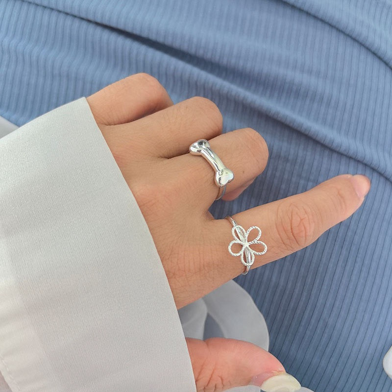 Dainty flower sterling silver ring