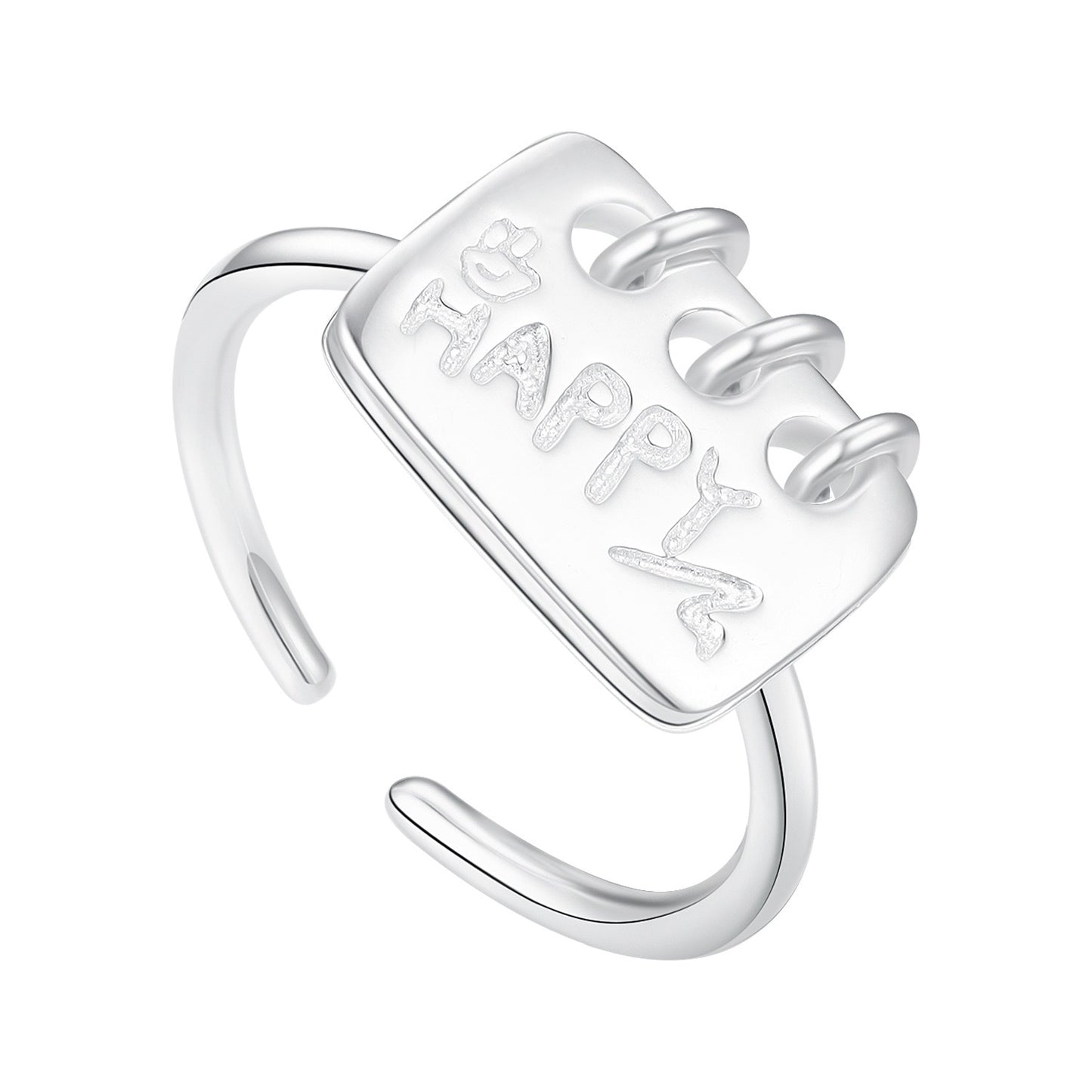 Happy notes sterling silver ring