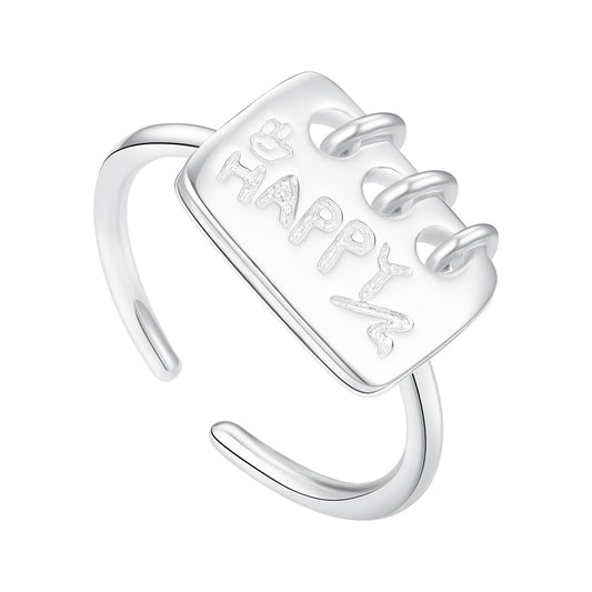 Happy notes sterling silver ring