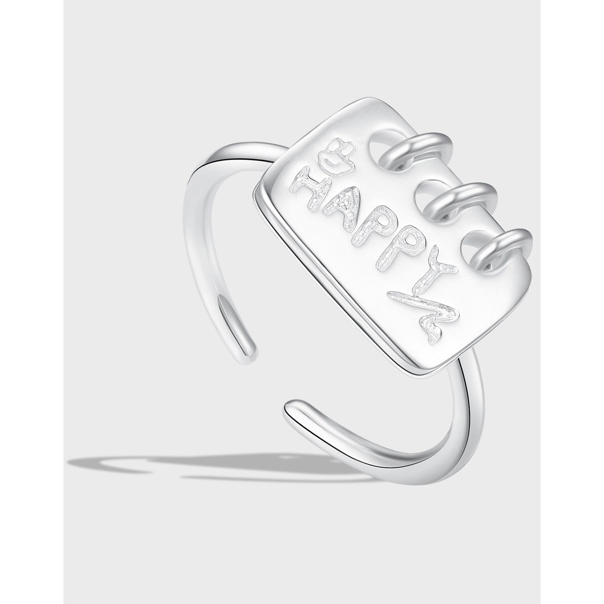 Happy notes sterling silver ring