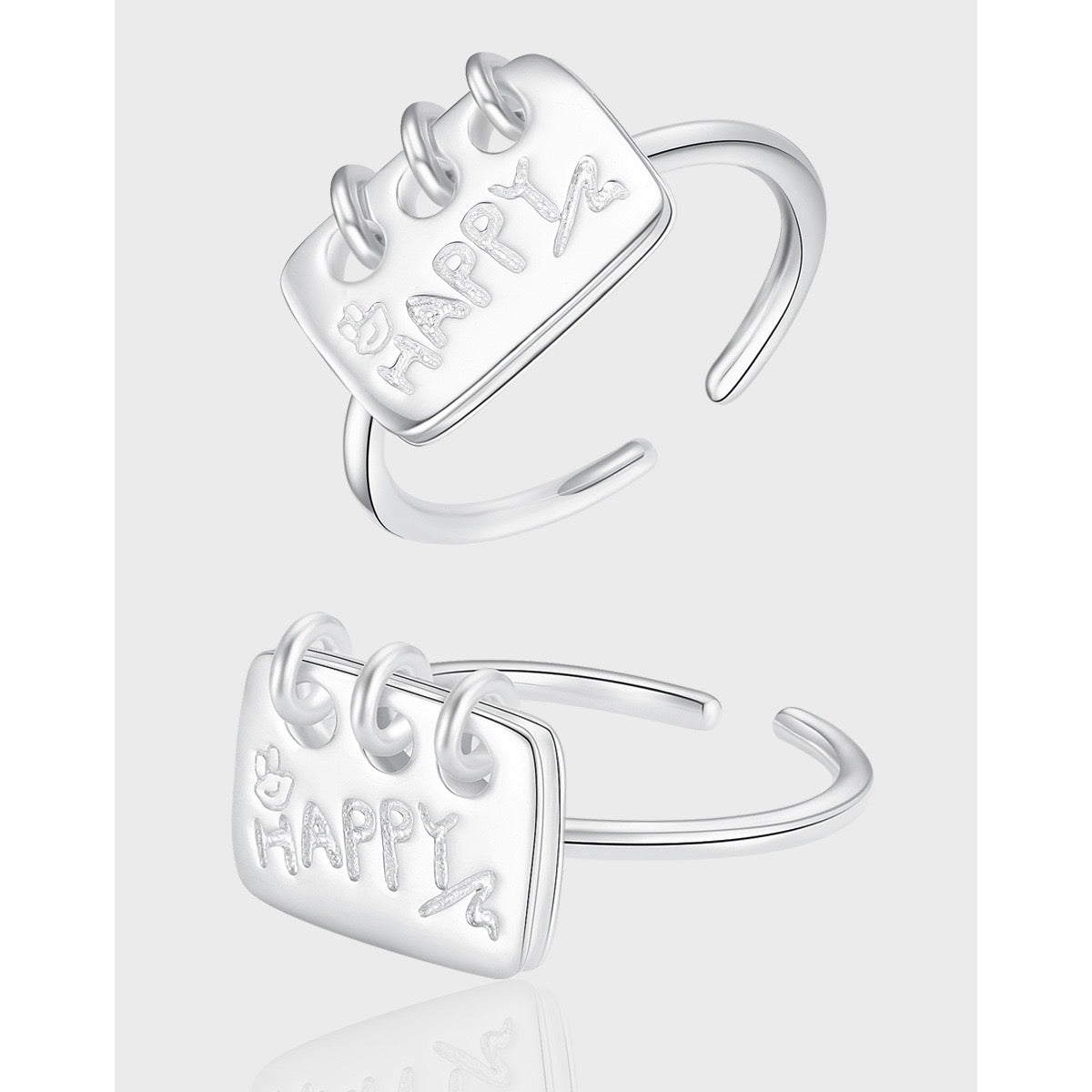 Happy notes sterling silver ring