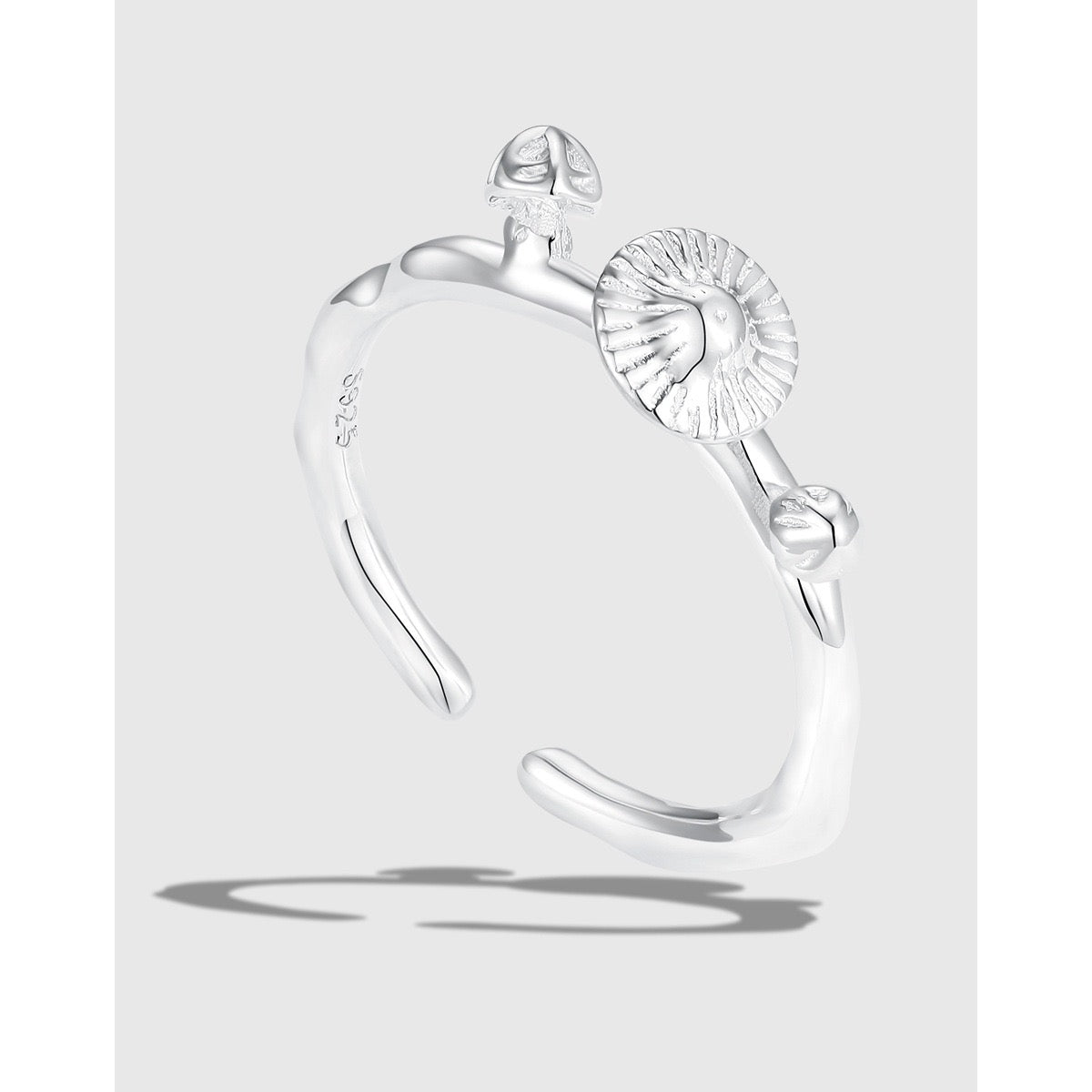 Mushroom sterling silver ring
