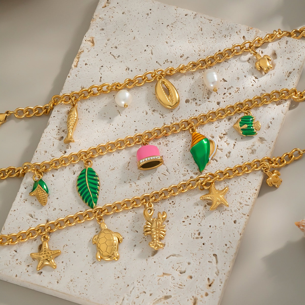 Ocean swirl charm necklaces