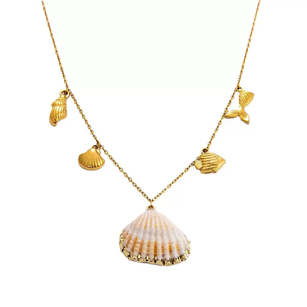Natural shell charm necklace
