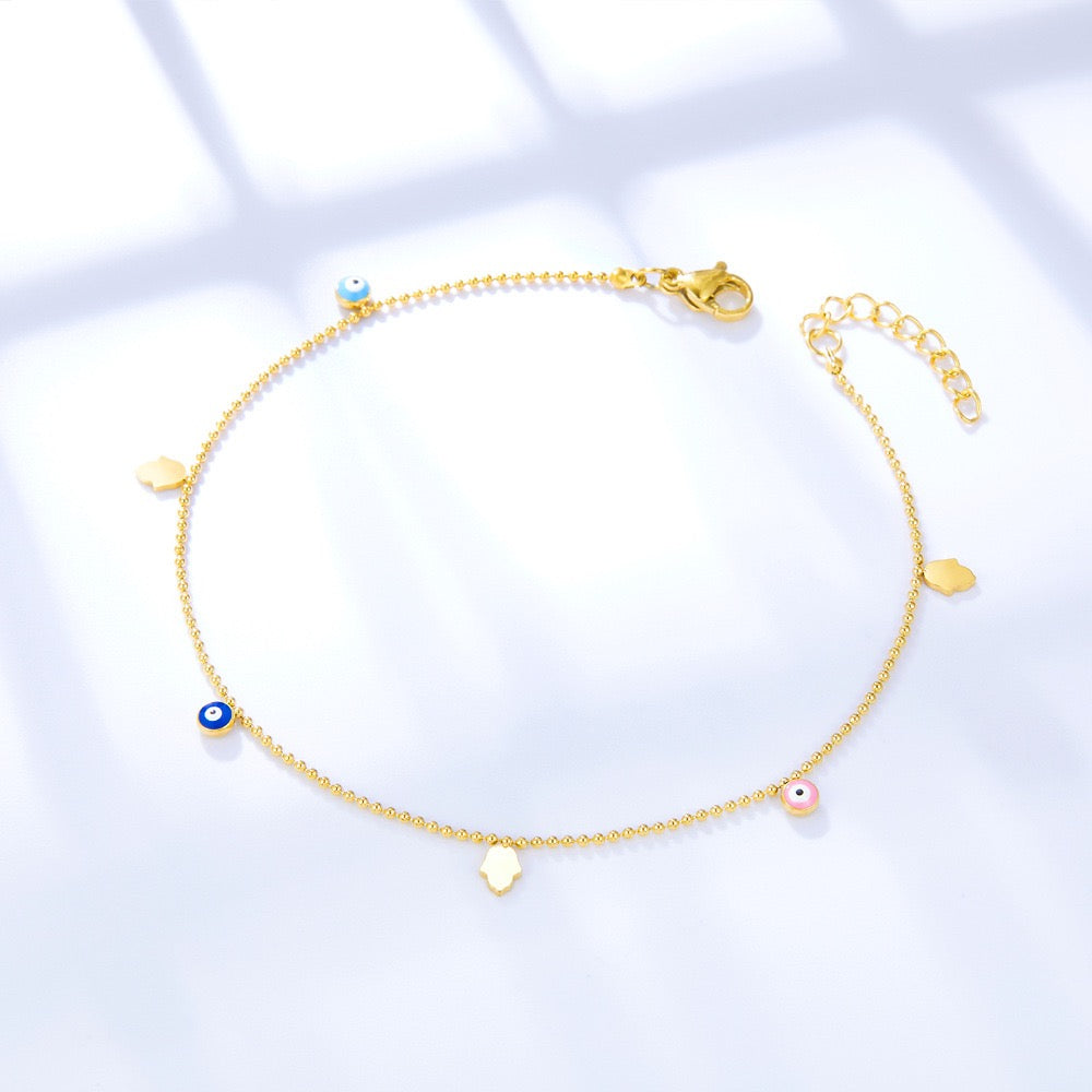 Daffodil Dainty evil eye anklet