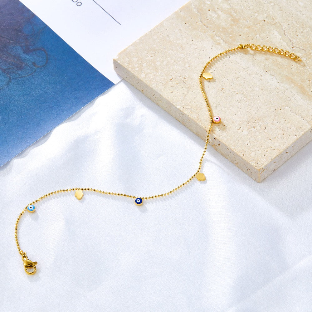 Daffodil Dainty evil eye anklet