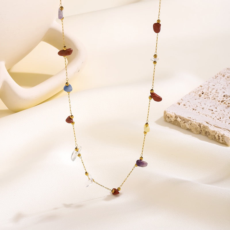 Rainbow stone dainty necklace