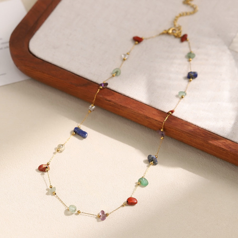 Rainbow stone dainty necklace