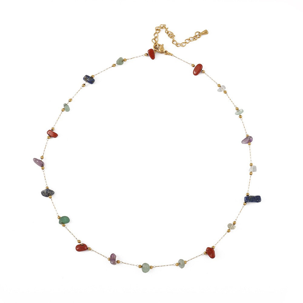 Rainbow stone dainty necklace