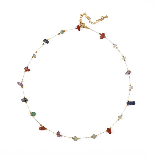 Rainbow stone dainty necklace