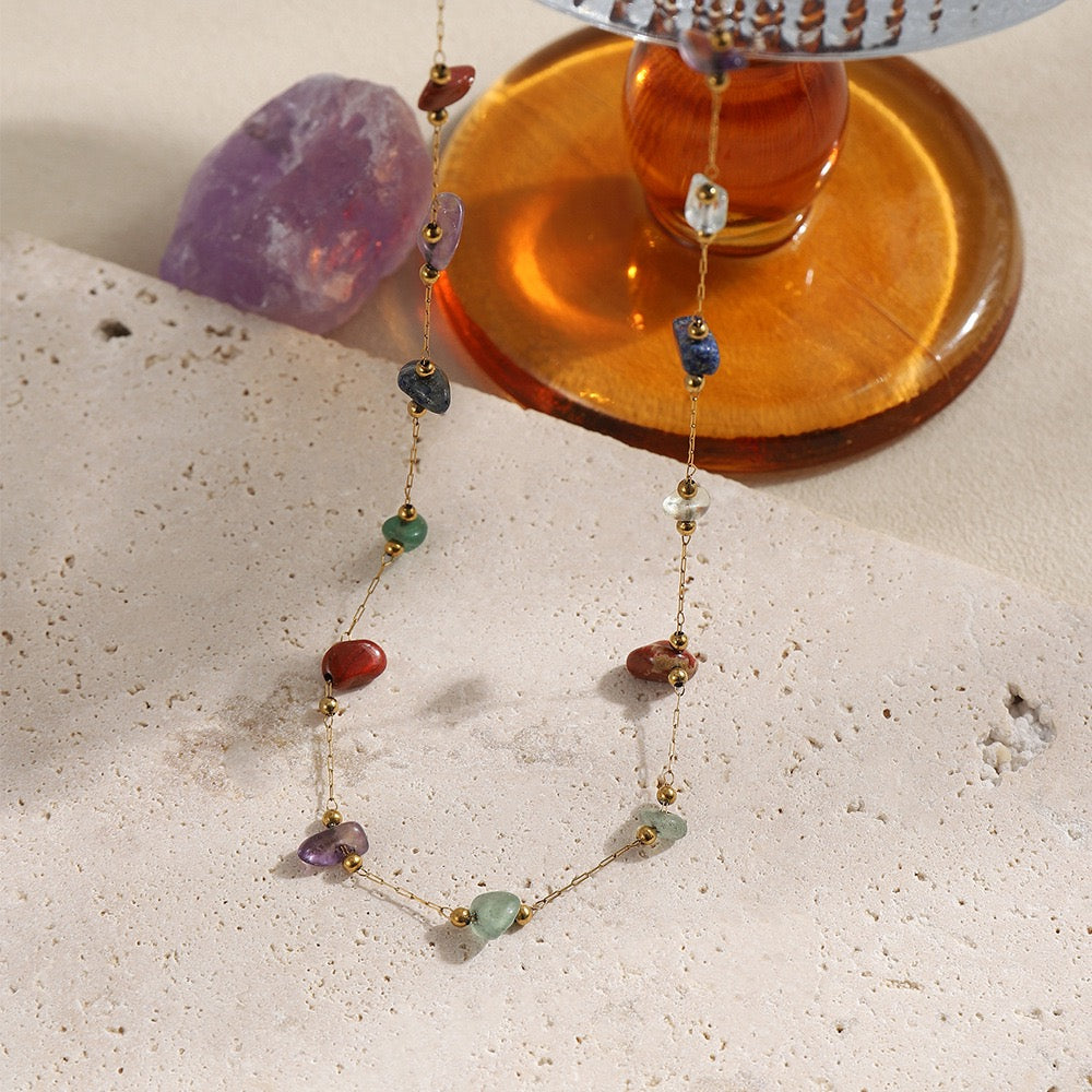 Rainbow stone dainty necklace