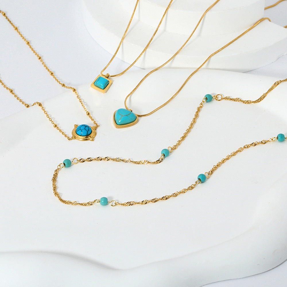Blue turquoise dainty necklace
