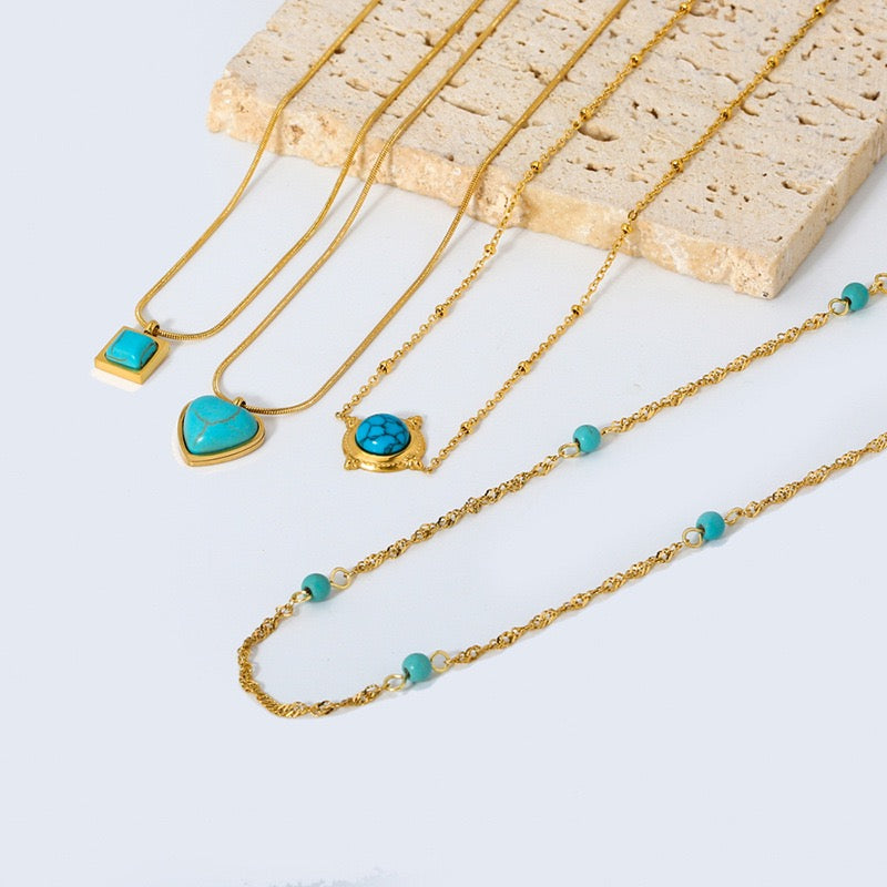 Blue turquoise dainty necklace