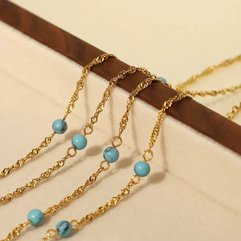 Blue turquoise dainty necklace