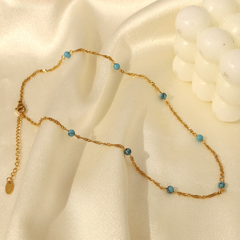 Blue turquoise dainty necklace