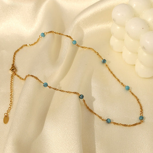 Blue turquoise dainty necklace