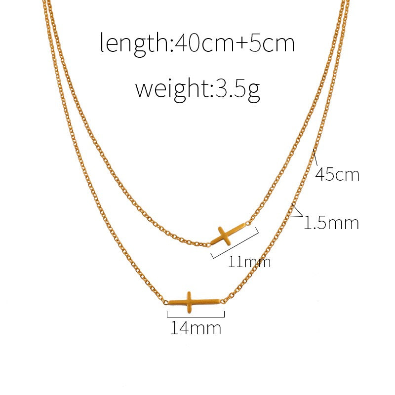 Double layer cross necklace