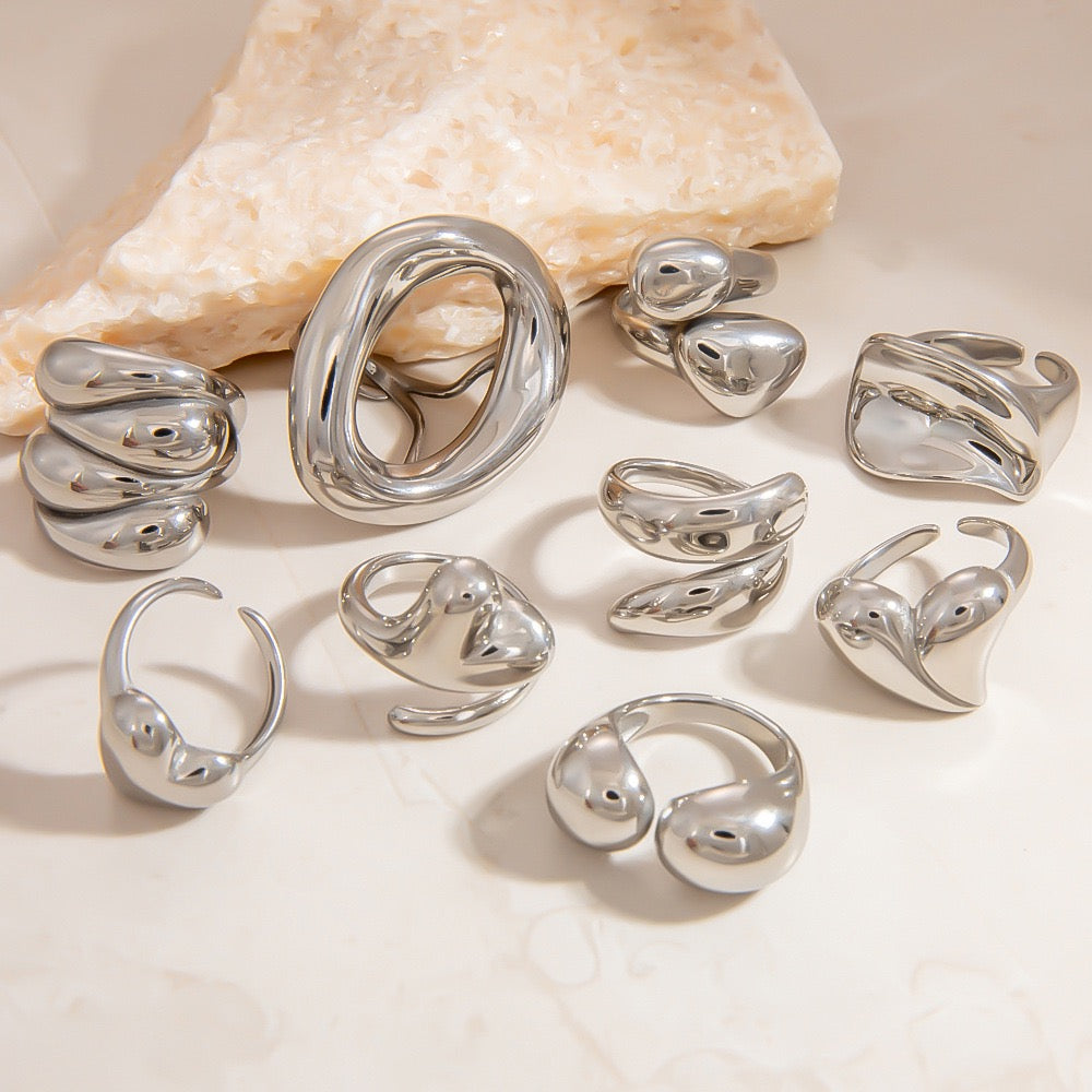 Medley Stainless steel statement rings