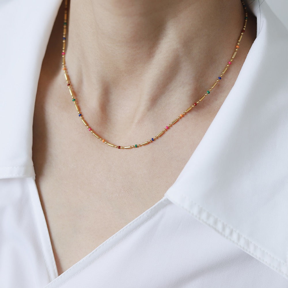 Dainty rainbow beady necklace