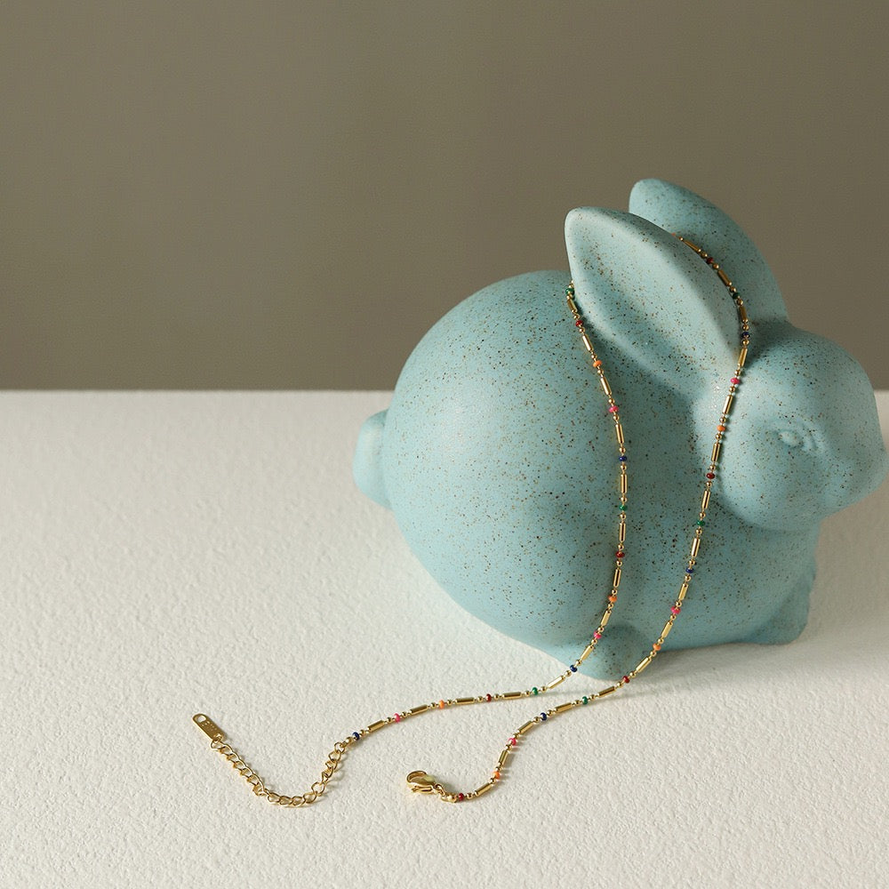 Dainty rainbow beady necklace