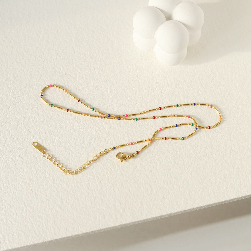 Dainty rainbow beady necklace