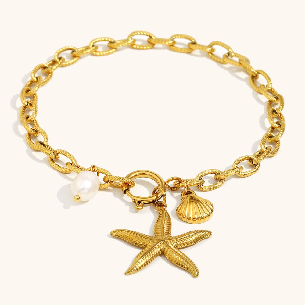 Starfish shell charm bracelet