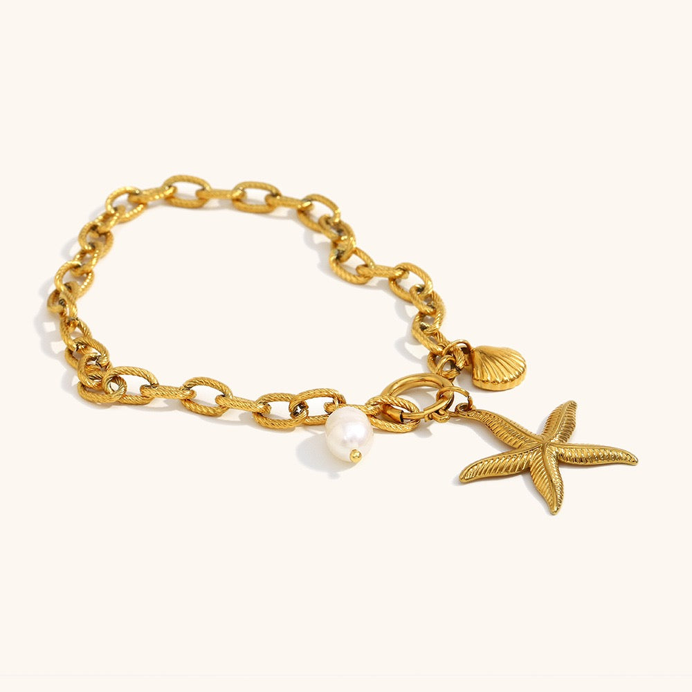 Starfish shell charm bracelet