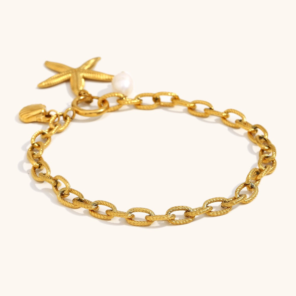 Starfish shell charm bracelet