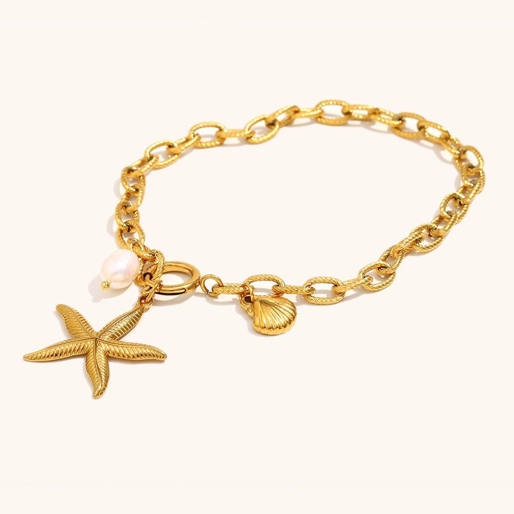 Starfish shell charm bracelet