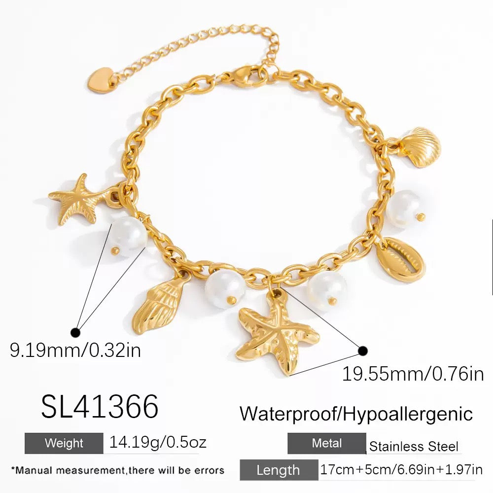Starfish charm pearly bracelet