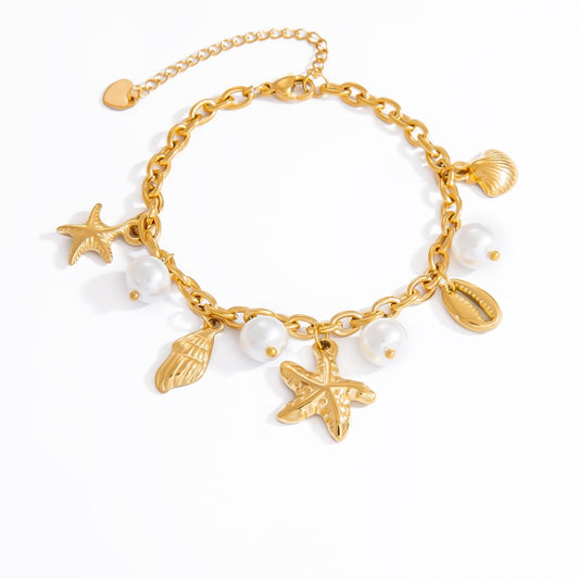 Starfish charm pearly bracelet