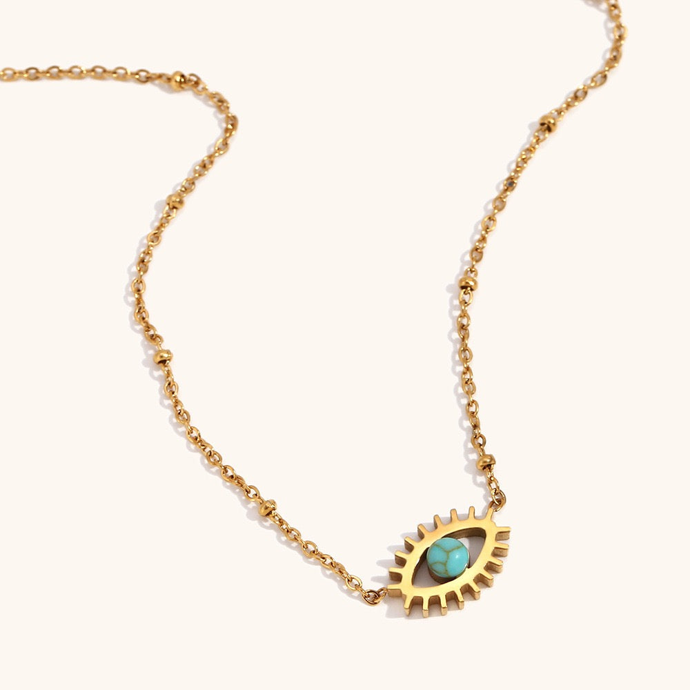 Blue turquoise eye necklace