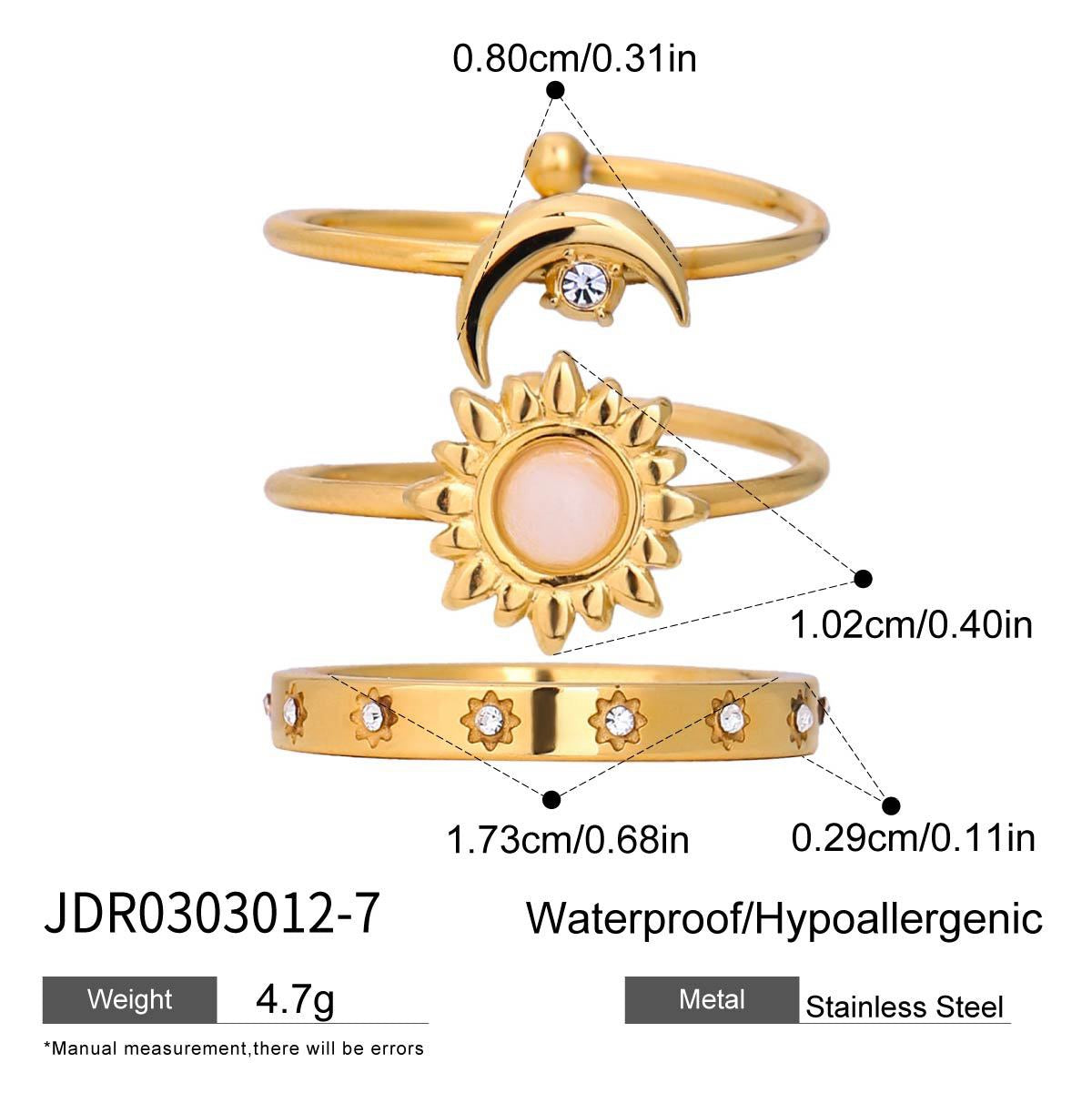 Moon and star stacking rings set